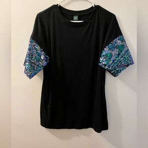 Sequin sleeve T shirt